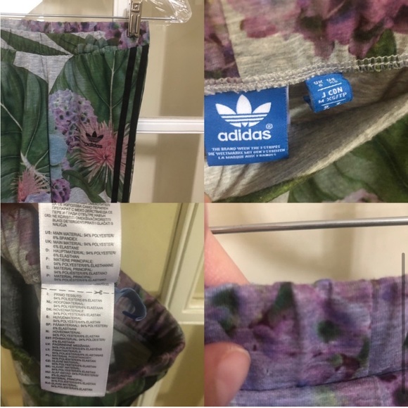Adidas Gray Floral Leggings size XS - Picture 5 of 7